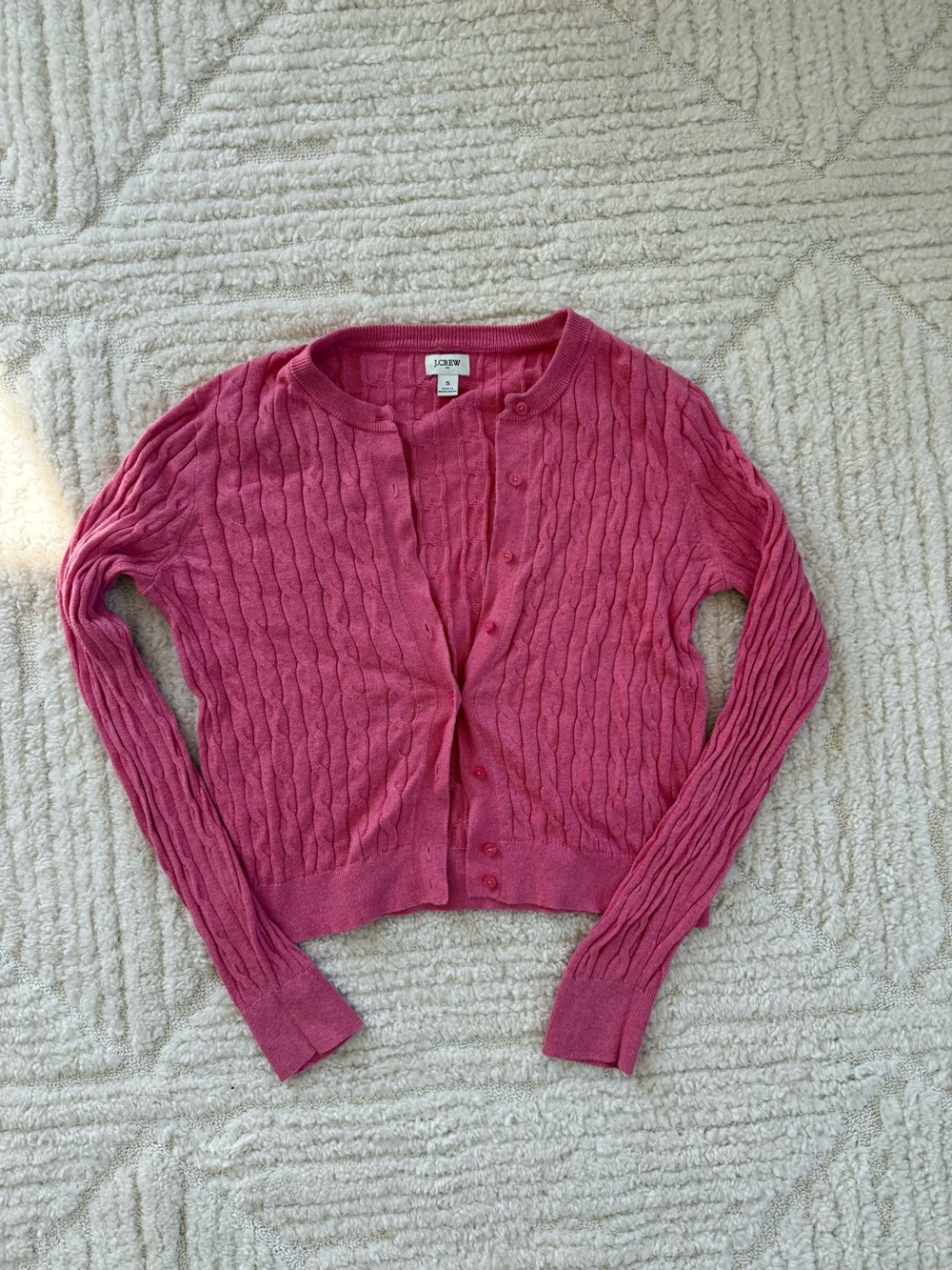 J. Crew Rose Pink Cable-Knit Button-Up Cardigan